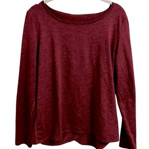 Patagonia Red Long Sleeve Back Wrap Performance Top Wide Bateau Neck Size Large